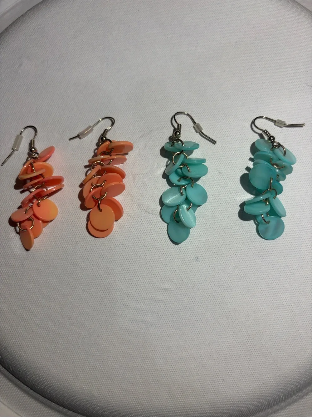 Accessorize Mint Green and Peach Layered Disc Dangle Earrings